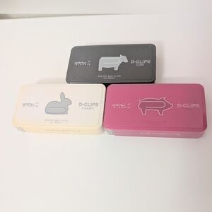 MIDORI D-Clips design gem clips 30pcs each Rabbit Cow Pork Set of 3